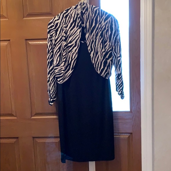 Fun zebra jacket over a black sheath dress - Picture 3 of 7